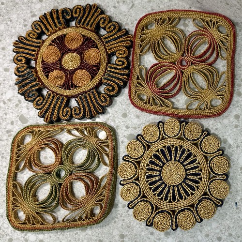 Vtg lot trivets woven - lot,