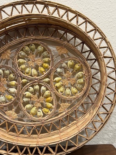 Vintage wicker rattan cowrie - vintage,