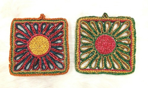 Raffia straw boho wall decor - straw,
