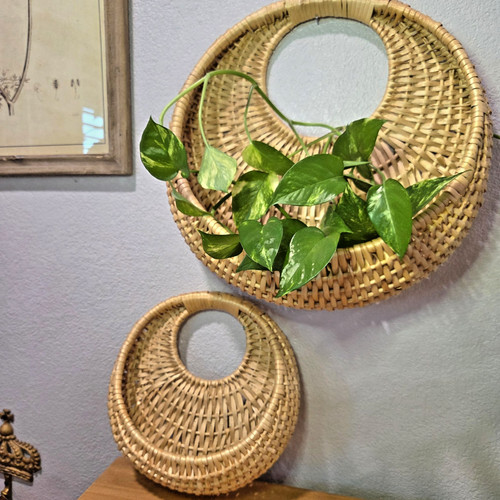 Vintage wicker wall pocket - wall,